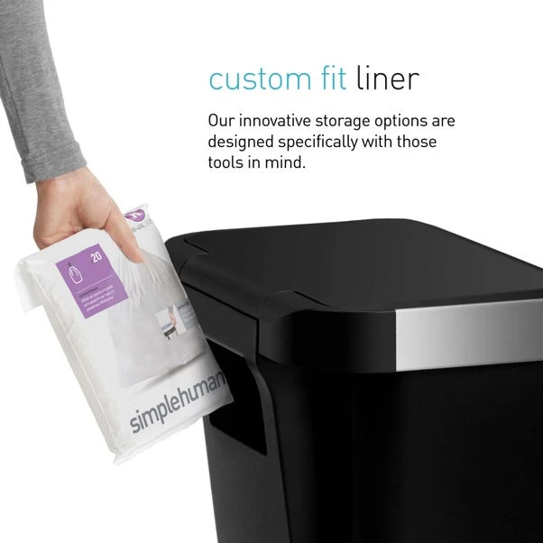 Simplehuman 45 Litre Plastic Pedal Bin With Liner Pocket - Image 12