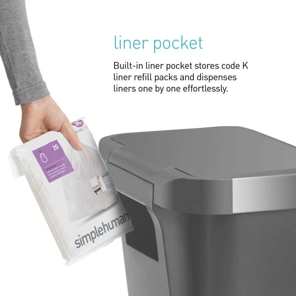 Simplehuman 45 Litre Plastic Pedal Bin With Liner Pocket - Image 6
