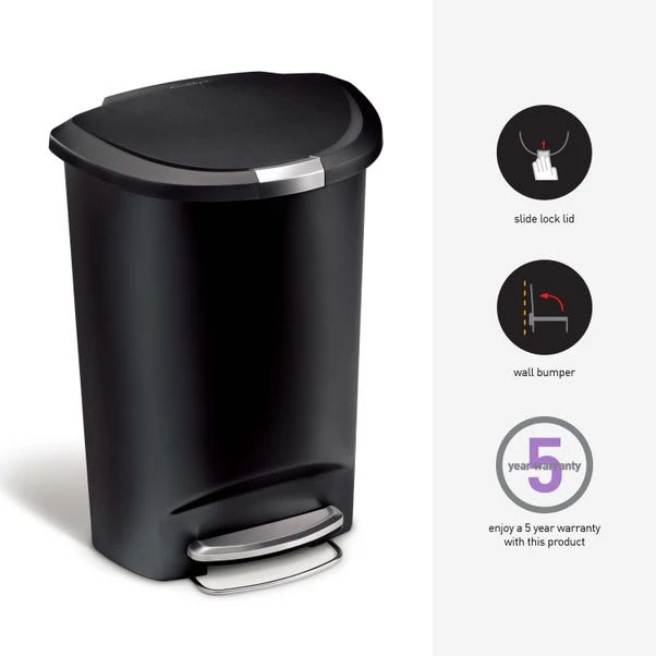 Simplehuman Simple Human 50 Litre Semi-Round Pedal Bin - Image 14