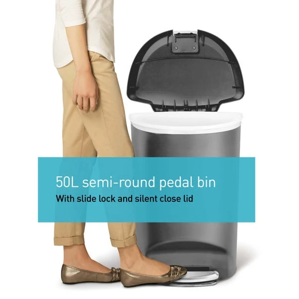 Simplehuman Simple Human 50 Litre Semi-Round Pedal Bin - Image 9