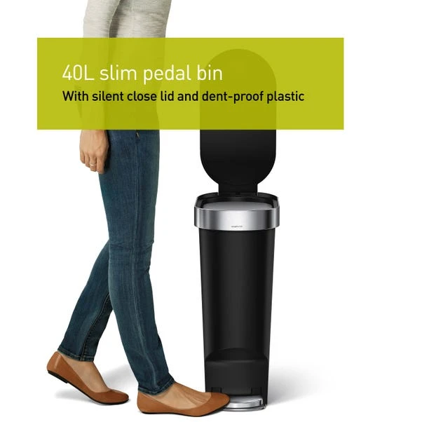 Simplehuman Simple Human 40 Litre Slim Black Bin With Liner - Image 3