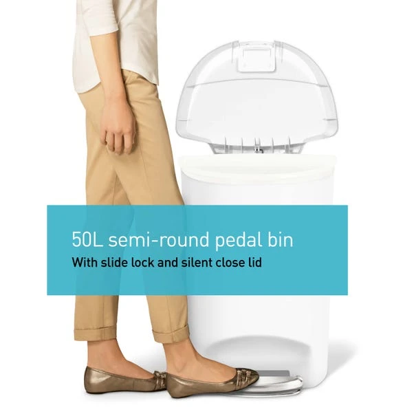Simplehuman Simple Human 50 Litre Semi-Round Pedal Bin - Image 3