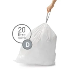 Simplehuman Code D Custom Fit Drawstring Trash Bag Liner, 20 Liter/5.2 Gallon, 240 Count