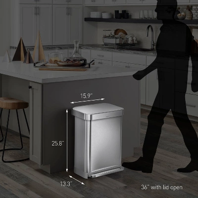 Simplehuman 45L Rectangular Step Trash Can With Liner Pocket - Image 6