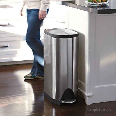 Simplehuman 30L Butterfly Step Trash Can Brushed Stainless Steel