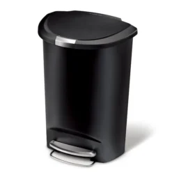 Simplehuman 50 Liter Semi-Round Kitchen Step Can, Black Plastic