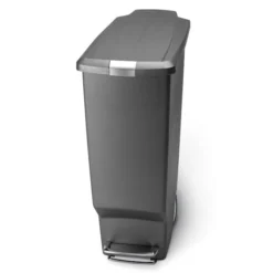 Simplehuman 40 Liter/10.6 Gallon Slim Kitchen Step Trash Can With Secure Slide Lock, Grey Plastic
