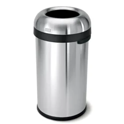 Simplehuman 60 Liter/16 Gallon Bullet Open Top Trash Can, Commercial Grade Heavy Gauge, Brushed Stainless Steel