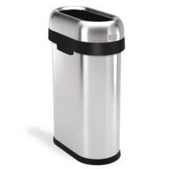 Simplehuman 50 Liter/13.2 Gallon Slim Open Top Trash Can, Commercial Grade Heavy Gauge Brushed Stainless Steel