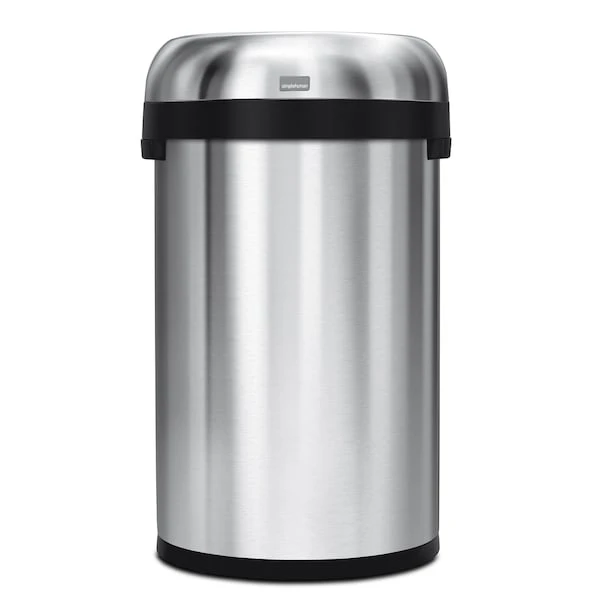 Simplehuman 60 Liter/16 Gallon Large Semi-Round Open Top Trash Can, Heavy Gauge Brushed Stainless Steel - Image 6