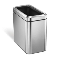 Simplehuman 25 Liter/6.6 Gallon Slim Open Top Trash Can, Commercial Grade Heavy Gauge, Brushed Stainless Steel