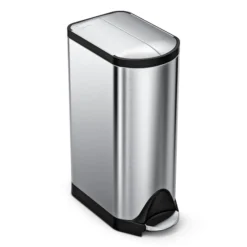 Simplehuman 30 Liter/8 Gallon Butterfly Lid Kitchen Step Trash Can, Brushed Stainless Steel