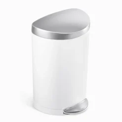 Simplehuman 10 Liter Semi-Round Step Can, White Steel