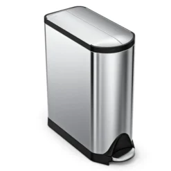 Simplehuman 45 Liter/11.9 Gallon Butterfly Lid Kitchen Step Trash Can, Brushed Stainless Steel