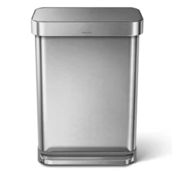 Simplehuman 55 Liter Rectangular Kitchen Step Trash Can With Soft-Close Lid, Brushed Stainless Steel
