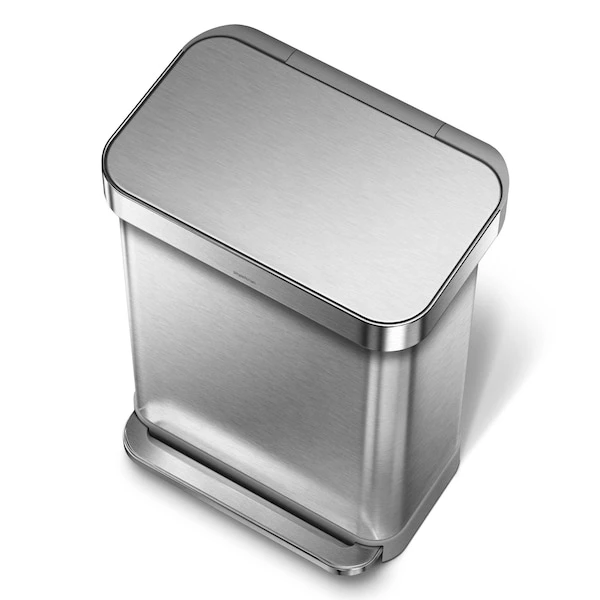Simplehuman 55 Liter Rectangular Kitchen Step Trash Can With Soft-Close Lid, Brushed Stainless Steel - Image 7