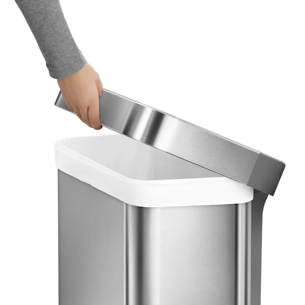 Simplehuman 55 Liter Rectangular Kitchen Step Trash Can With Soft-Close Lid, Brushed Stainless Steel - Image 3
