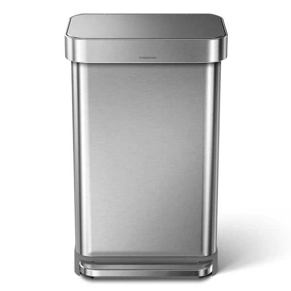Simplehuman 45 Liter Rectangular Kitchen Step Trash Can With Soft-Close Lid, Brushed Stainless Steel - Image 5