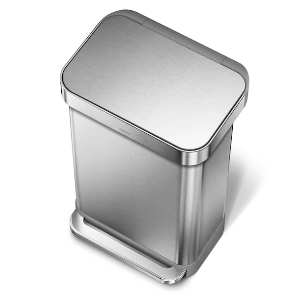 Simplehuman 45 Liter Rectangular Kitchen Step Trash Can With Soft-Close Lid, Brushed Stainless Steel - Image 2