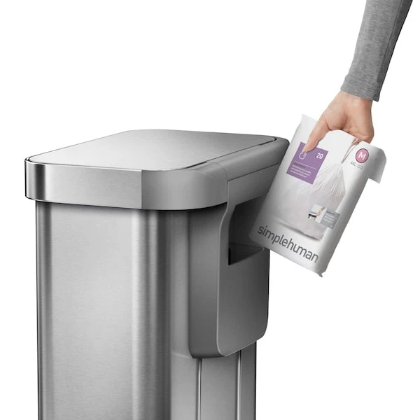 Simplehuman 45 Liter Rectangular Kitchen Step Trash Can With Soft-Close Lid, Brushed Stainless Steel - Image 3