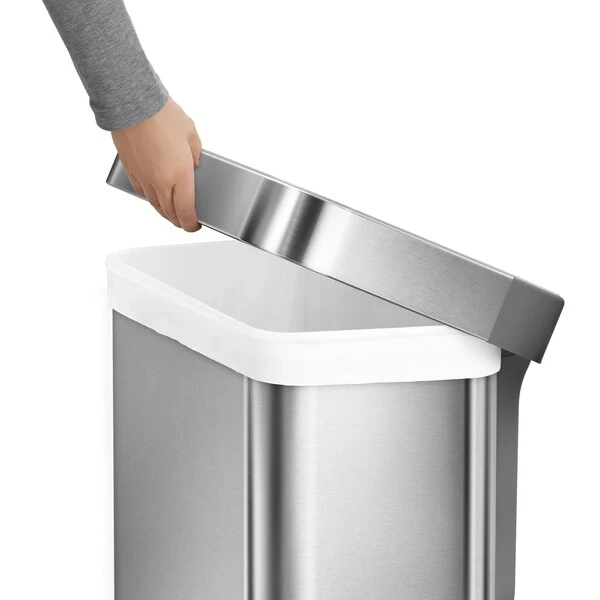 Simplehuman 45 Liter Rectangular Kitchen Step Trash Can With Soft-Close Lid, Brushed Stainless Steel - Image 7