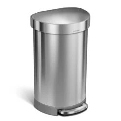 Simplehuman 45 Liter/ 12 Gallon Semi-Round Hands-Free Step Trash Can, Brushed Stainless Steel