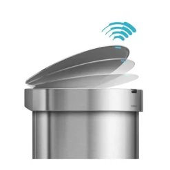 Simplehuman Semi-Round Sensor Trash Can With Liner Pocket, Brushed Stainless Steel, 12 Gallon (ST2009)