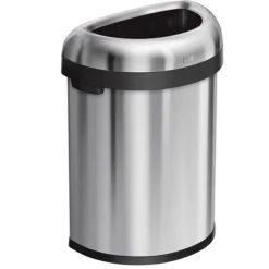 Simplehuman Semi-Round Open Trash Can, Heavy-Gauge Brushed Stainless Steel, 21 Gallon (CW1473)