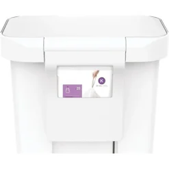 Simplehuman Rectangular Step Trash Can With Liner Pocket, White, 12 Gal. (CW1387)