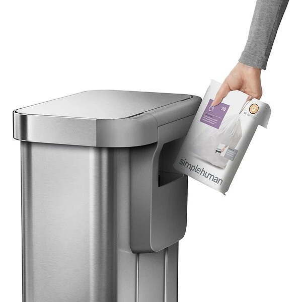 Simplehuman Rectangular Step Trash Can With Liner Pocket, Brushed Stainless Steel, 14.5 Gallon (CW2023) - Image 2