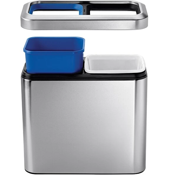 Simplehuman® Slim Open Recycling Bin, Brushed Stainless Steel, 5.25 Gallon