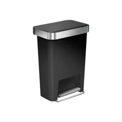 Simplehuman Indoor Step Trash Can, Black Plastic, 12 Gal. (CW1385)