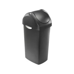 Simplehuman Indoor Swing Lid Trash Can, Gray Plastic, 16 Gal. (CW1335)